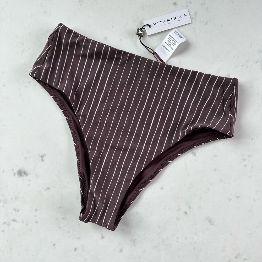 NWT Vitamin A Lola Bikini Bottom in Cigar Stripe